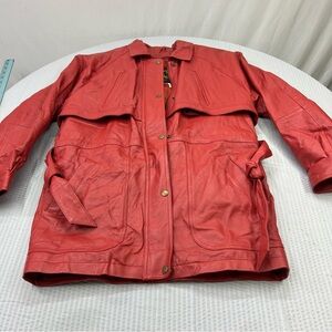 Vibrant Red Leather Jacket for Women